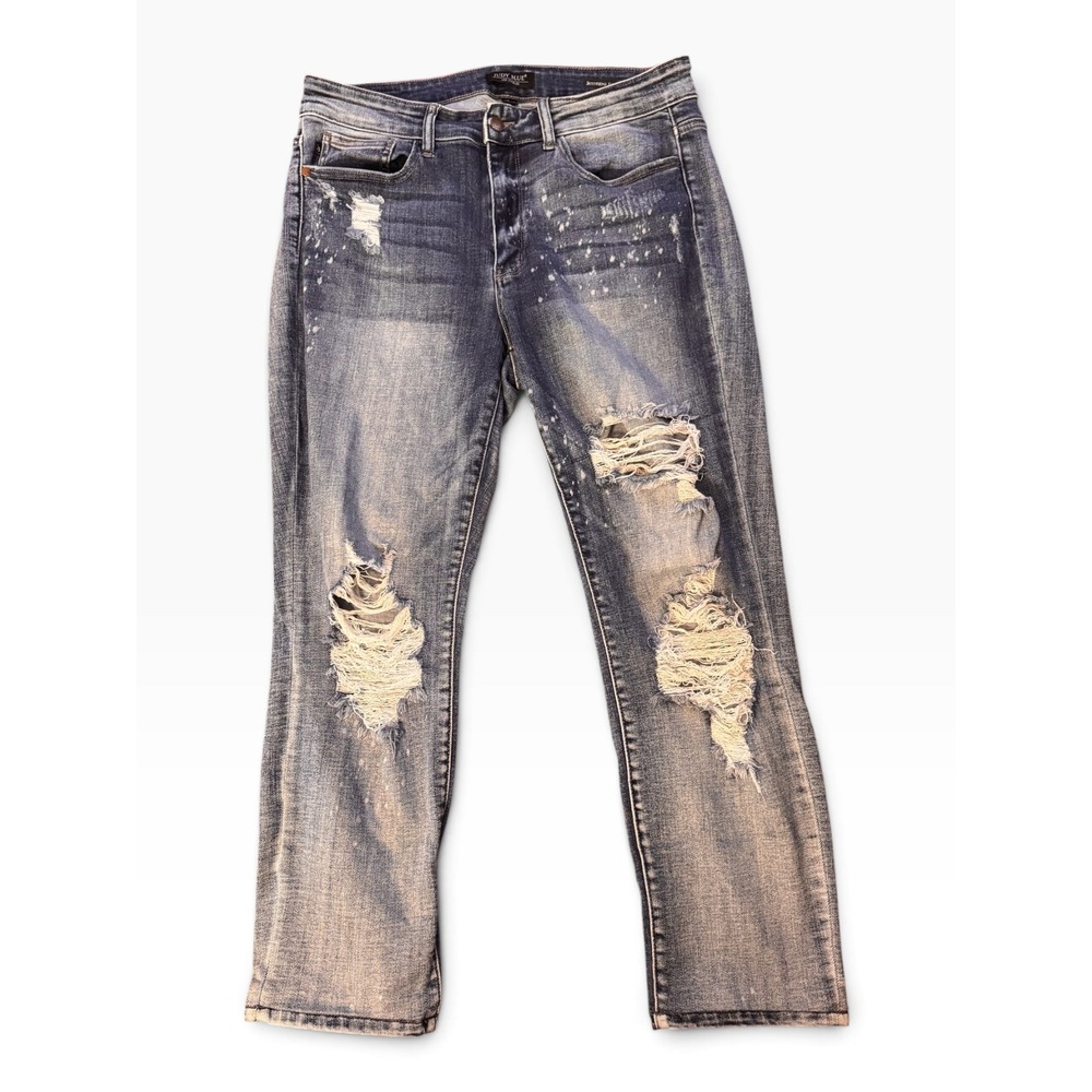 Judy Blue Boyfriend Fit Distressed Paint Splatter Jeans 14W JB82169LT-PL
